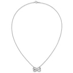 14k White Gold 1/10 carat Diamond Double Infinity Symbol 18 inch Necklace