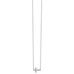 14k White Gold 1/10 carat Diamond Sideways Cross 18 inch Necklace