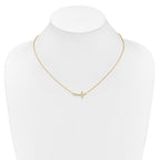 14k Polished 1/10 carat Diamond Sideways Cross 18 inch Necklace