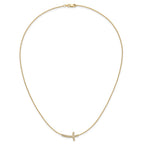14k Polished 1/10 carat Diamond Sideways Cross 18 inch Necklace