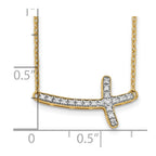 14k Polished 1/10 carat Diamond Sideways Cross 18 inch Necklace