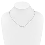 14k White Gold 1/10 carat Diamond Sideways Cross 18 inch Necklace