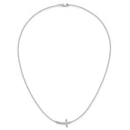14k White Gold 1/10 carat Diamond Sideways Cross 18 inch Necklace