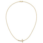 14k Polished 1/4 carat Diamond Sideways Cross 18 inch Necklace
