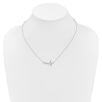14k White Gold 1/4 carat Diamond Sideways Cross 18 inch Necklace