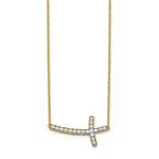 14k 1/5 carat Lab Grown Diamond VS/SI+ G+ Complete 18 inch Sideways Cross Necklace