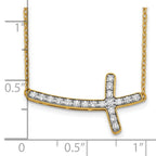 14k 1/5 carat Lab Grown Diamond VS/SI+ G+ Complete 18 inch Sideways Cross Necklace