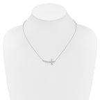 14k White Gold 1/2 carat Diamond Sideways Cross 18 inch Necklace
