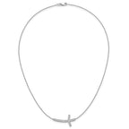 14k White Gold 1/2 carat Diamond Sideways Cross 18 inch Necklace
