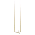 14k Polished 1/2 carat Diamond Sideways Cross 18 inch Necklace