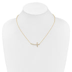 14k Polished 1/2 carat Diamond Sideways Cross 18 inch Necklace