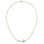14k Polished 1/2 carat Diamond Sideways Cross 18 inch Necklace