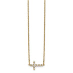 14k Polished 1/10 carat Diamond Sideways Cross 18 inch Necklace