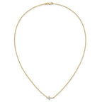 14k Polished 1/10 carat Diamond Sideways Cross 18 inch Necklace