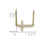 14k Polished 1/10 carat Diamond Sideways Cross 18 inch Necklace
