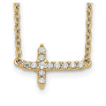 14k Polished 1/10 carat Diamond Sideways Cross 18 inch Necklace