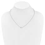 14k White Gold 1/6 carat Diamond Sideways Cross 18 inch Necklace
