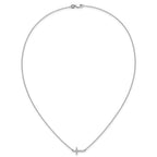 14k White Gold 1/6 carat Diamond Sideways Cross 18 inch Necklace