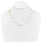 14k Polished 1/6 carat Diamond Sideways Cross 18 inch Necklace