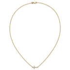 14k Polished 1/6 carat Diamond Sideways Cross 18 inch Necklace