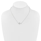 14k White Gold 1/6 carat Diamond Sideways Cross 18 inch Necklace
