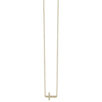 14k Polished 1/6 carat Diamond Sideways Cross 18 inch Necklace