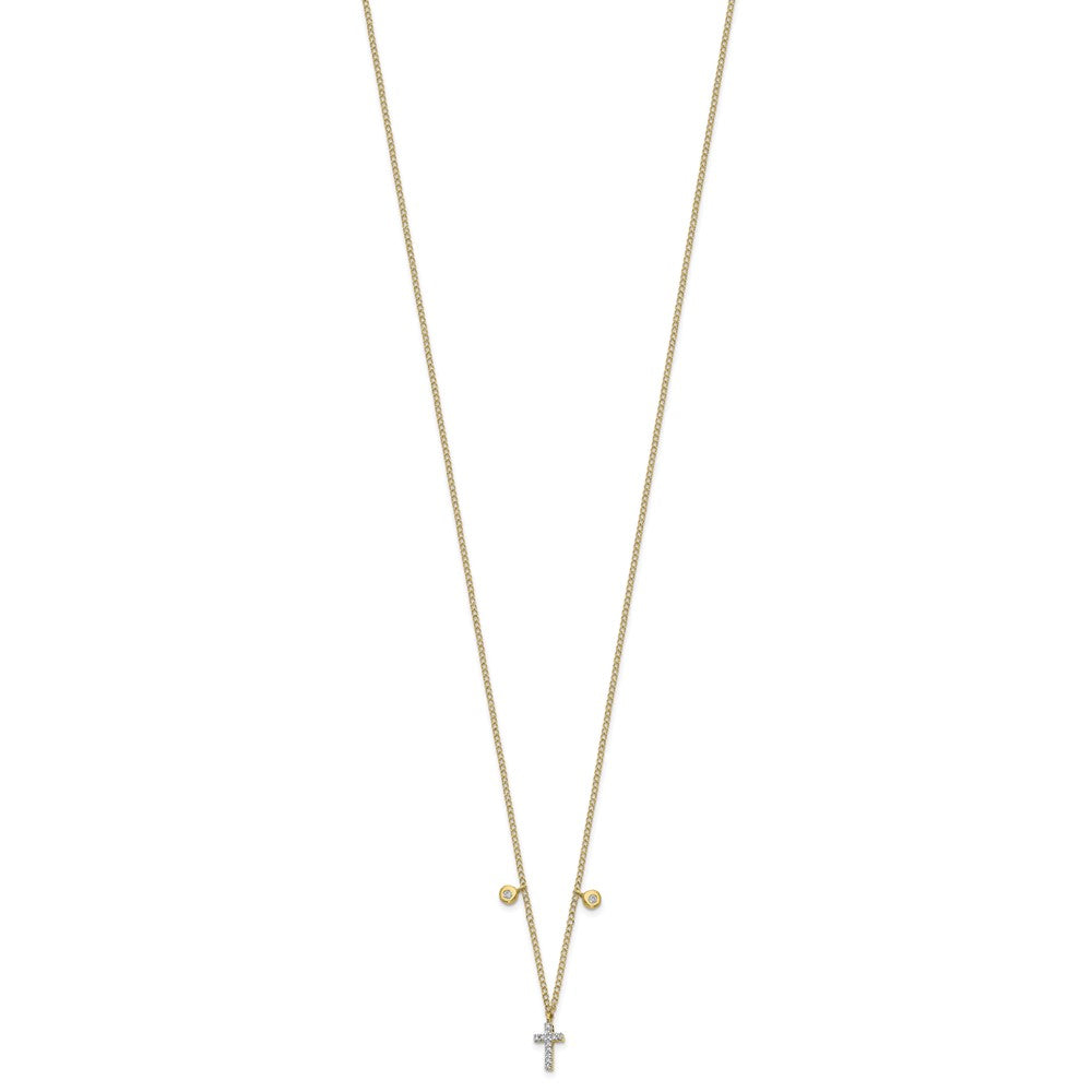 14k Polished 1/20 carat Diamond Cross 18 inch Necklace