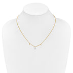 14k Polished 1/20 carat Diamond Cross 18 inch Necklace