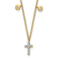 14k Polished 1/20 carat Diamond Cross 18 inch Necklace