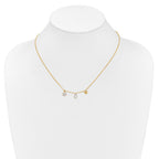 14k Polished 1/10 carat Diamond Two Circle and Heart 18 inch Necklace