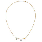 14k Polished 1/10 carat Diamond Two Circle and Heart 18 inch Necklace