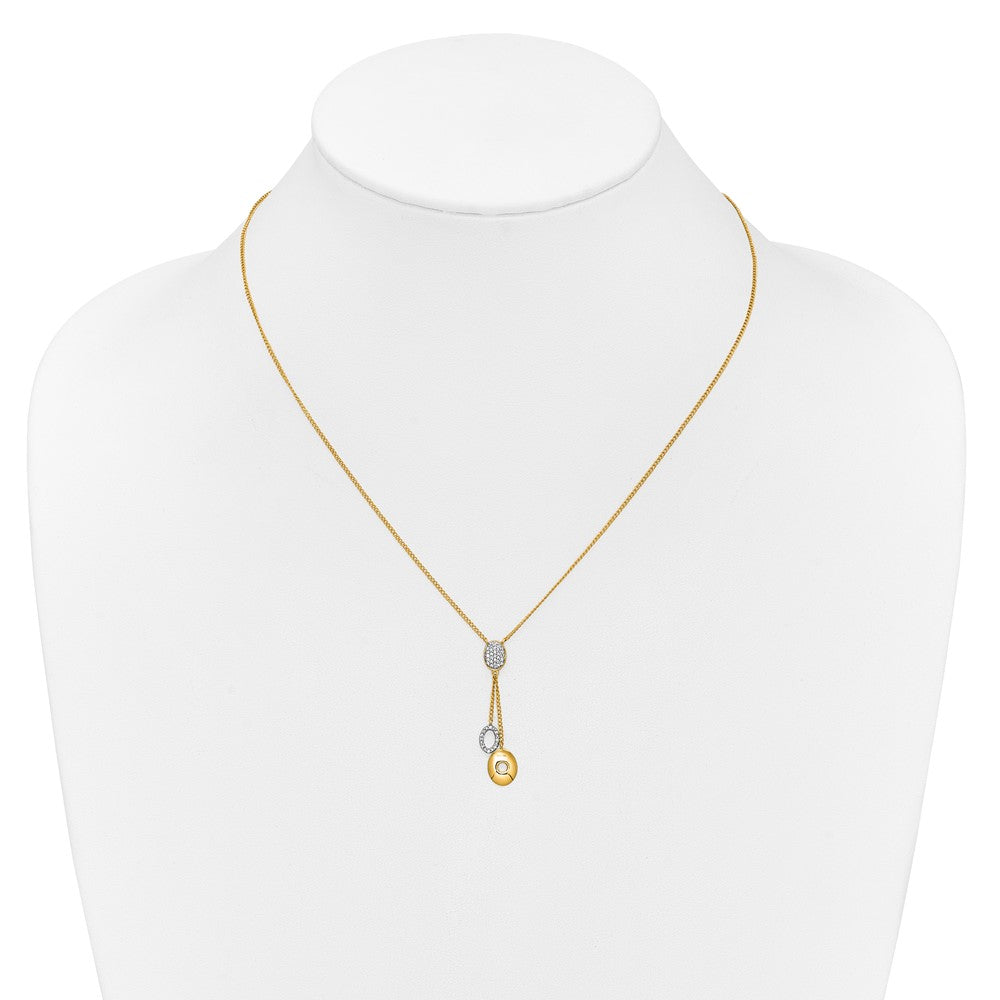 14k Polished 1/10 Diamond Circle Dangles 18 inch Y-Necklace