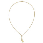 14k Polished 1/10 Diamond Circle Dangles 18 inch Y-Necklace