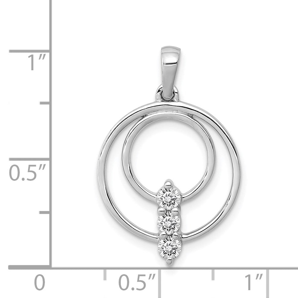 14k White Gold Complete 1/4 carat Diamond Three-Stone Circle Pendant