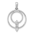 14k White Gold Complete 1/4 carat Diamond Three-Stone Circle Pendant