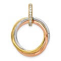 14k Tri-color 1/10 carat Diamond Three Intertwined Circles Pendant