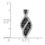 14k White Gold 1/3 carat White and Black Diamond Fancy Curve Chain Slide