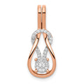 14k Rose Gold 1/6 carat Diamond Knot Slide Fits up to 2mm Regular/3mm Fancy or Reversible Omega