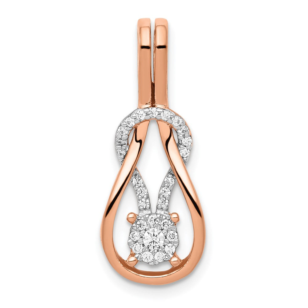 14k Rose Gold 1/6 carat Diamond Knot Slide Fits up to 2mm Regular/3mm Fancy or Reversible Omega