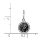 14k White Gold 1/3 carat White and Black Diamond Round Halo Cluster Pendant