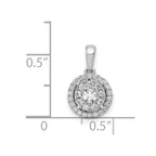 14k White Gold 1/3 carat Diamond Round Halo Cluster Pendant