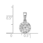 14k White Gold 1/2 carat Diamond Round Cluster Pendant