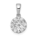 14k White Gold 1/2 carat Diamond Round Cluster Pendant