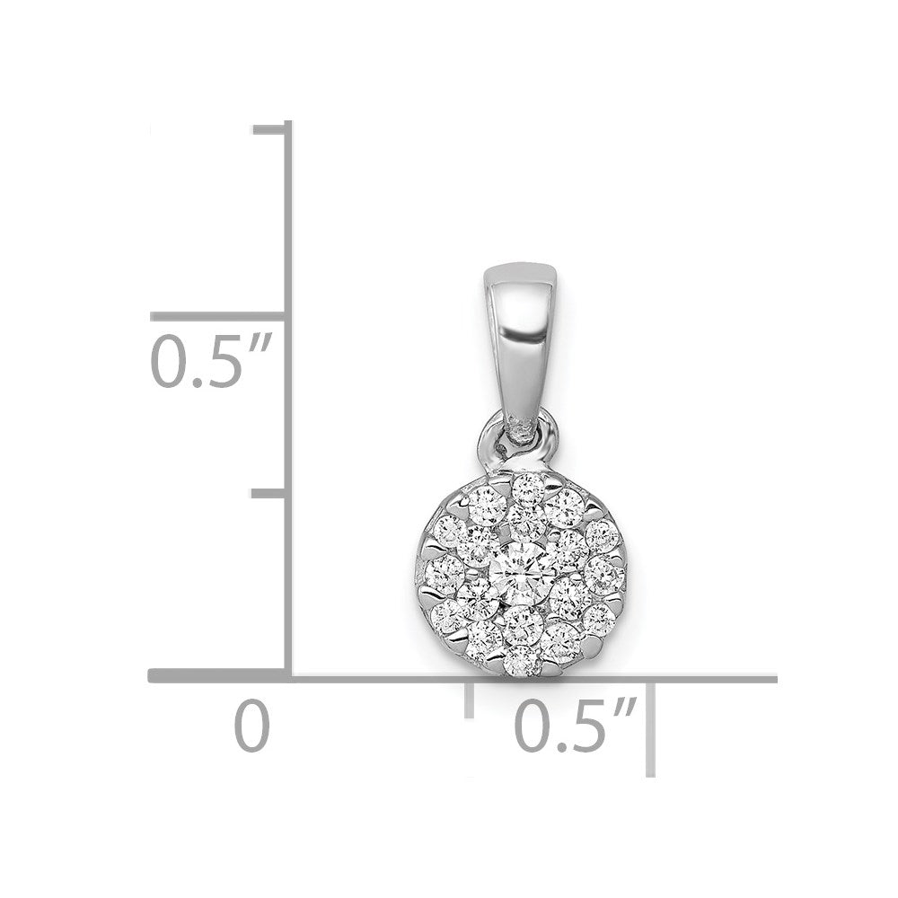14k White Gold 1/4 carat Diamond Round Cluster Pendant