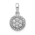 14k White Gold 1/4 carat Diamond Round Halo Cluster Pendant