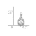 14k White Gold 1/3 carat Diamond Square Halo Cluster Pendant