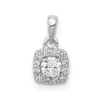 14k White Gold 1/3 carat Diamond Square Halo Cluster Pendant