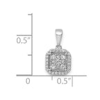 14k White Gold 1/4 carat Diamond Square Halo Cluster Pendant