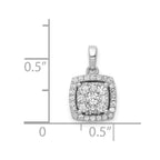 14k White Gold 1/2 carat Diamond Square Halo Cluster Pendant