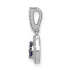 14k White Gold 1/4 carat Blue and White Diamond Teardrop Halo Pendant